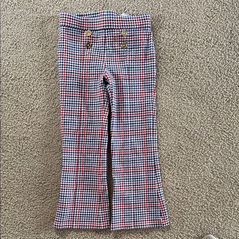 Casual Red and Black and Purple Plaid Flared Bottoms